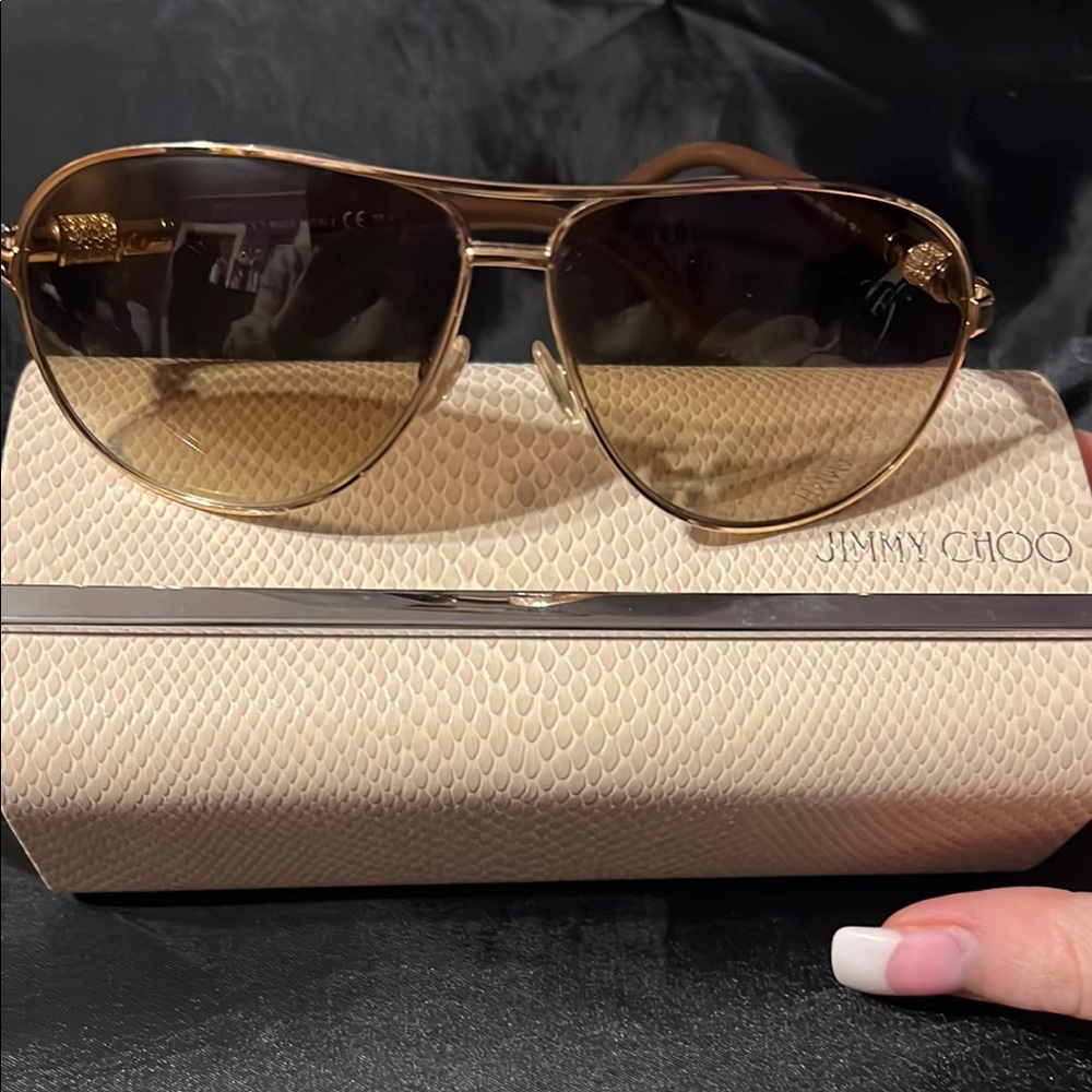 Jimmy Choo Gold Aviator Sunglasses USED